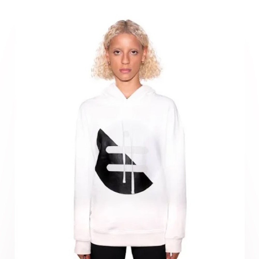 Wolf & Badger EQUALS HUMAN Doteq Organic Hoodie White Black Medium